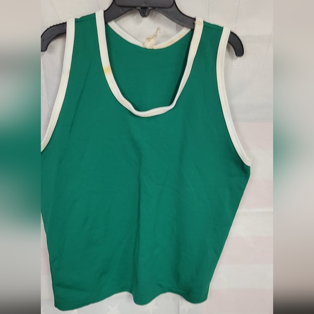 Vintage 1980s Tank Top 100% Polyester Kelly Green XL